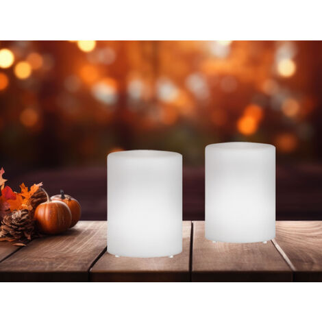 2er SET Outdoor RGB Tischleuchten 15cm mit Fernbedienung, USB & Solar aufladbar