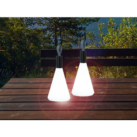 2er SET Outdoor Tischleuchten 31,5cm ohne Kabel - dimmbar & USB aufladbar