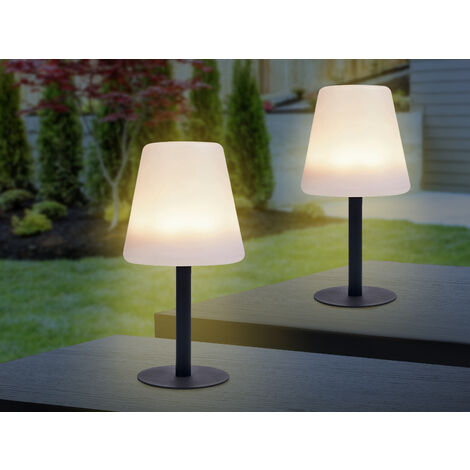 2er SET Outdoor Tischleuchten über Solar oder USB aufladbar, Höhe 25cm