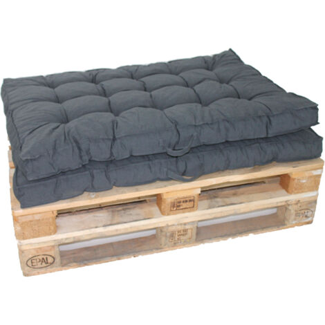 2er-Set Palettenkissen Loungekissen,120 x 80 cm, Dunkelgrau
