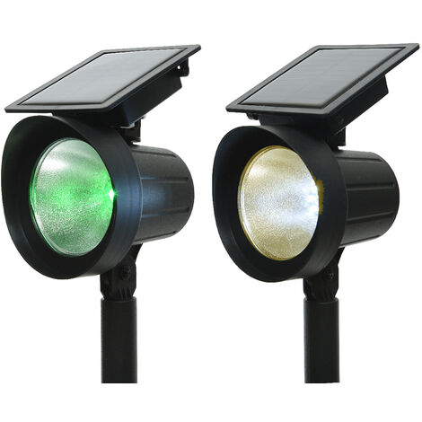 2er Set Projektorstangen solar led 25lm mehrfarbiges Licht (8 Farben) 11x13x42,5cm
