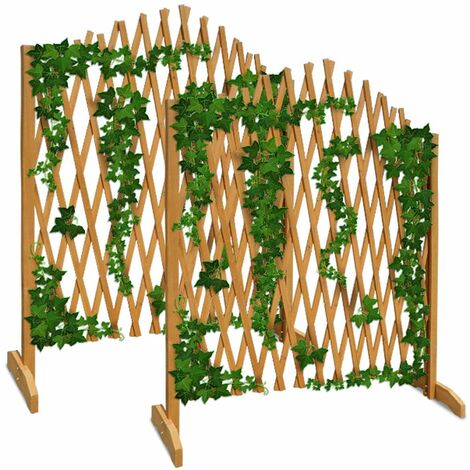 2er Set Rankgitter Gartenzaun bis 200cm ausziehbar faltbar Garten Balkon Spalier Rankhilfe Holzzaun Pflanzengitter