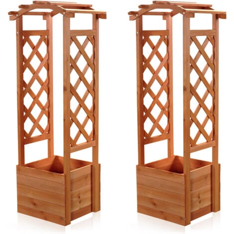 2er Set Rankhilfe Garten Pflanzkasten mit Rosenbogen Spalier Rosensäule Pergola