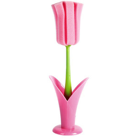 2er-Set Reinigungsbürsten mit langem Griff für Tassen, Flaschen und Babyflaschen – ergonomischer, rosa Griff