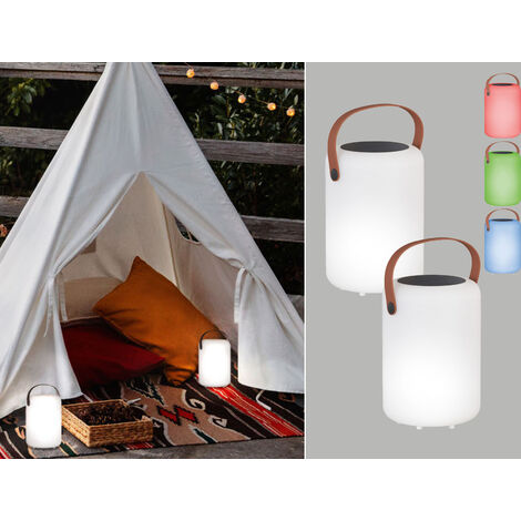 2er SET RGB Tischleuchten 20cm mit Fernbedienung, per USB & Solar aufladbar