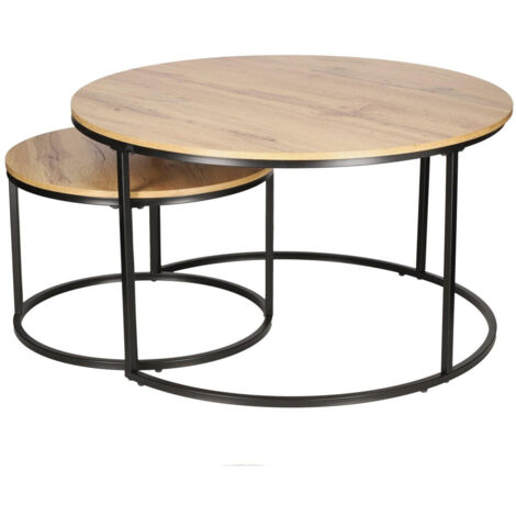 2er-Set Ruth TISCHE, natur/schwarz, MDF und METALL
