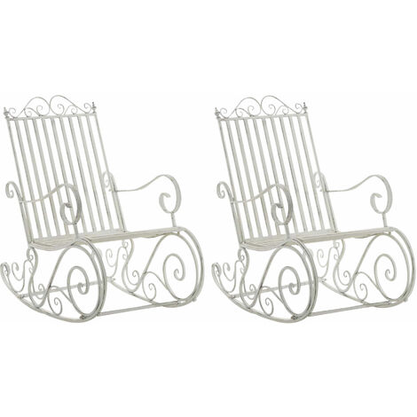 2er Set Schaukelstühle Smilla antik weiß