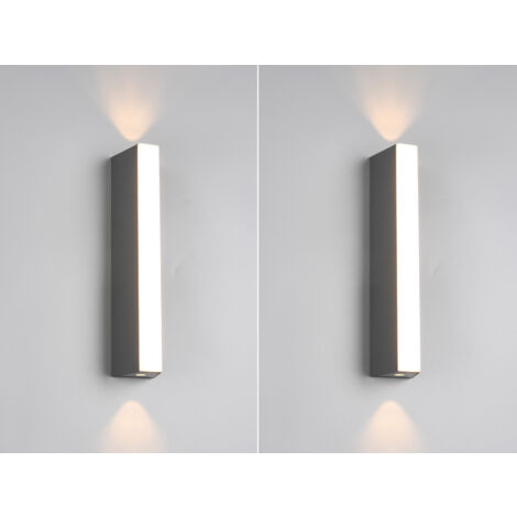 2er Set Schmale LED Außenwandleuchten Up and Down IP65, Höhe 30cm