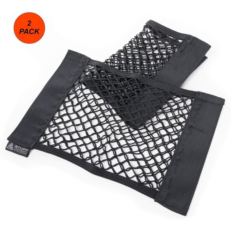 Image of KZQ - 2er Set schwarze Netztaschen - Schwarz - Stabiler Halt (38 x 25 cm)