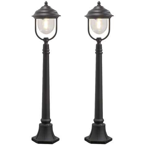 2er-Set schwarze Wegeleuchten PARMA aus Aluminium, E27, IP43, H.: 118 cm