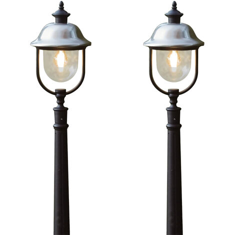 2er-Set schwarze Wegeleuchten PARMA, Edelstahl Lampendach, E27, IP43