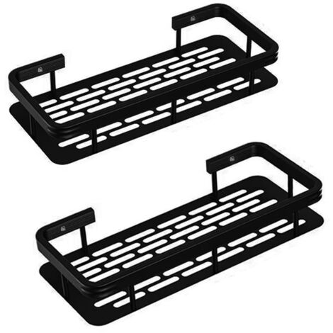 2er-Set schwarzes Duschregal, Duschseifenhalter, ohne Bohren, Duschregal, Wandmontage, Dusch-Organizer, Aufbewahrungskörbe, Duschhalter, Platz, Aluminium, rostfrei