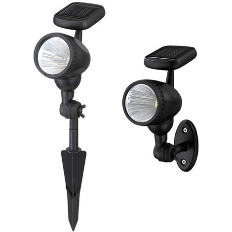 2er Set schwenkbare LED Solarleuchten mit Erdspieß oder zur Wandmontage