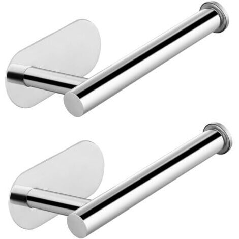 2er-Set selbstklebende Toilettenpapierhalter aus hochwertigem Edelstahl – kein Bohren erforderlich – geeignet für Bad, Küche und Waschküche, Chrom-Finish