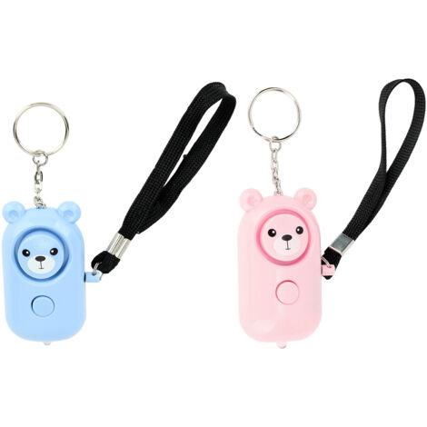 2er-Set Sicherheitsalarme im Teddybär-Design für Frauen, Kinder und Senioren – Schutz-Schlüsselanhänger in Rosa und Blau