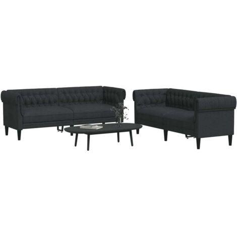 2er Set Sofas schwarz Stoff
