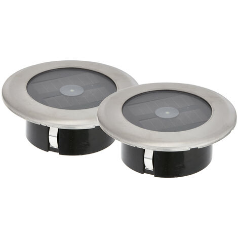 2er-Set Solar LED-Bodenspot, Edelstahl, Ø 11cm, je Spot bis 100kg belastbar