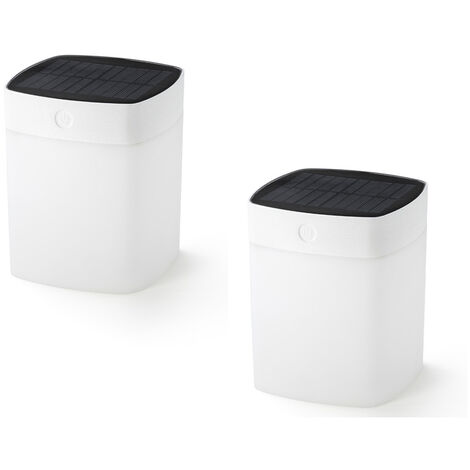 2er Set Solar LED Leuchte mit 3-Stufen Dimmer ASSISI, Höhe 14,5cm, IP44, Weiß