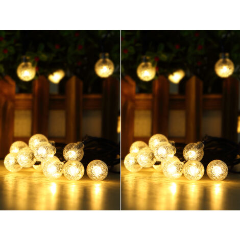 2er Set Solarbetriebene LED Outdoor Lichterkette mit 20 Glühbirnen, 2,8 Meter