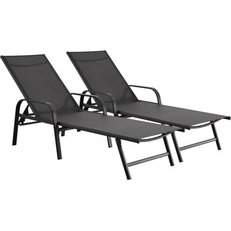 2er-Set Sonnenliegen aus Metall "Farniente- Grau