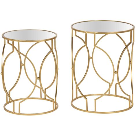 2er-Set Spiegeltische aus Metall 43X43X55 38X38X50 cm