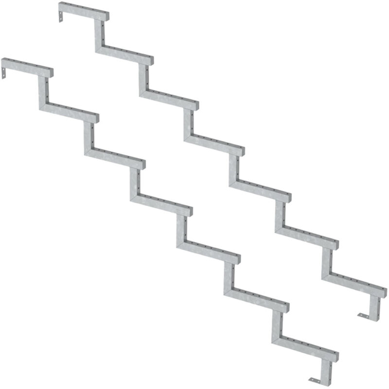 Vinuovo 2er Set Stahl Treppenwange 7 Stufen - Option Für Setzstufen-höhe 119cm