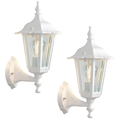 2er-Set stehende Wandleuchten FIRENZE, E27, Aluminium weiß, Höhe 36 cm