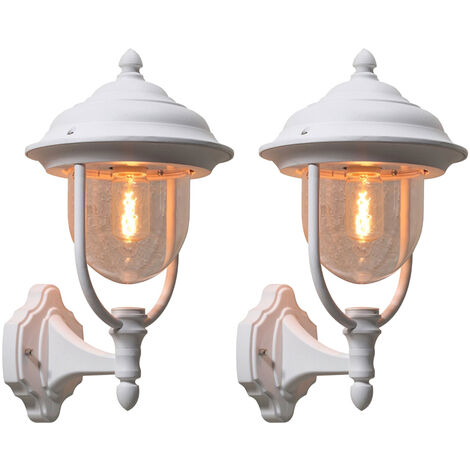 2er-Set stehende Wandleuchten PARMA, Aluminium weiß, E27, IP43
