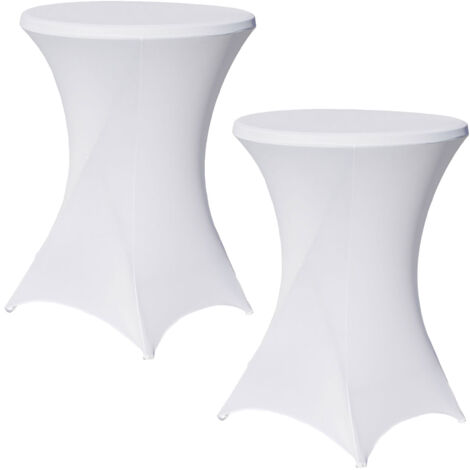 2er Set Stehtischhusse Stretch weiß Ø 80cm Tischhusse