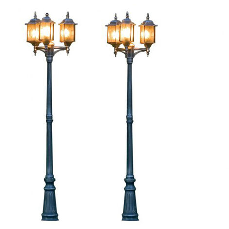 2er Set Straßenlaterne Kandelaber MILANO 230cm, Alu schwarz-silber, Bleikristall