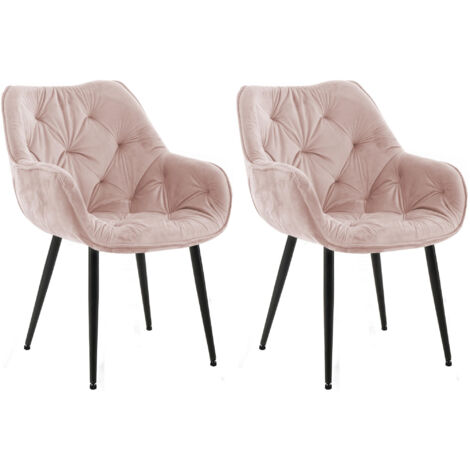 2er Set Stuhl Tanna Samt pink