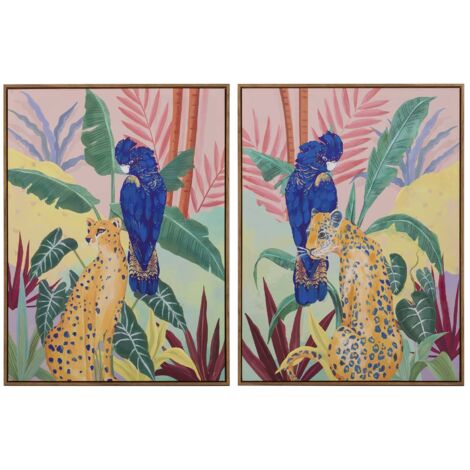 2er-Set Tierbilder mit Goldrahmen 60x4x80 cm