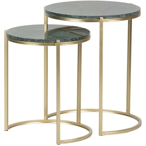 2er-Set Tische Goldgrün 41X41X50/35X35X43Cm