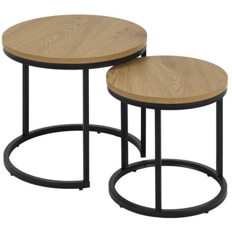 2er-Set Tische Spiro Eiche/Schwarz Aus MDF und Metall