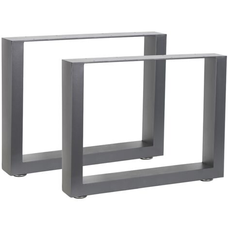 2er Set Tischgestell Grau 64x43 cm Tischuntergestell Tischkufen Tischbeine Stahl