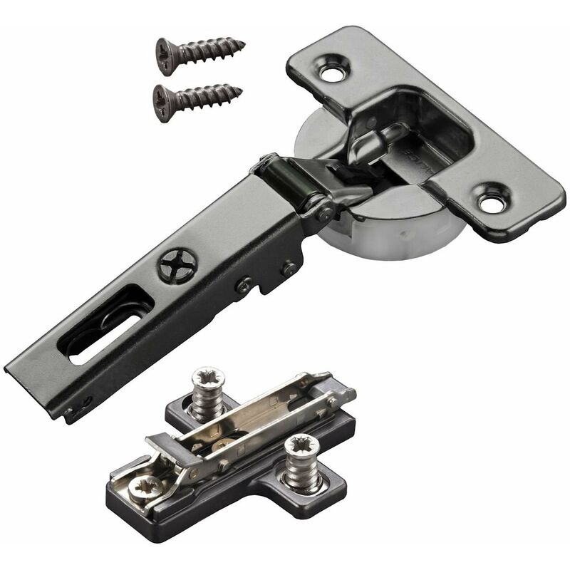 So-Tech 2 X Salice Topfband Serie 700 Titanium Anthrazit Mit Dämpfungssystem Im Topf 110° T48 Eckanschlag Inkl. Kreuz-montageplatte Höhe 3 Mm Mit