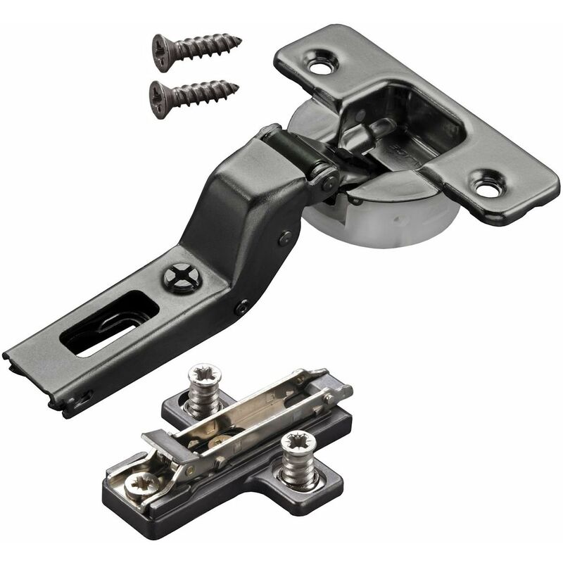 So-tech - 2 X Salice Topfband Serie 700 Titanium Anthrazit Mit Dämpfungssystem Im Topf 110° T48 Innenanschlag Inkl. Kreuz-montageplatte Höhe 3 Mm