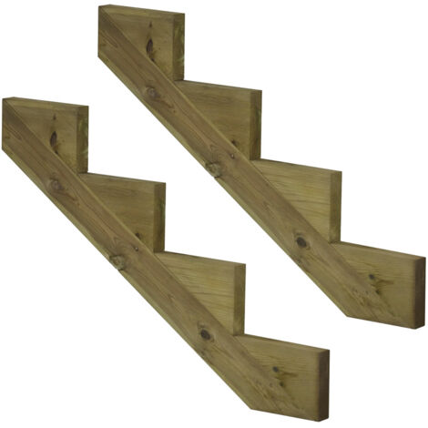 2er Set Treppenwange 4 Stufen aus KDI Holz für Gartentreppen-Höhe 68cm