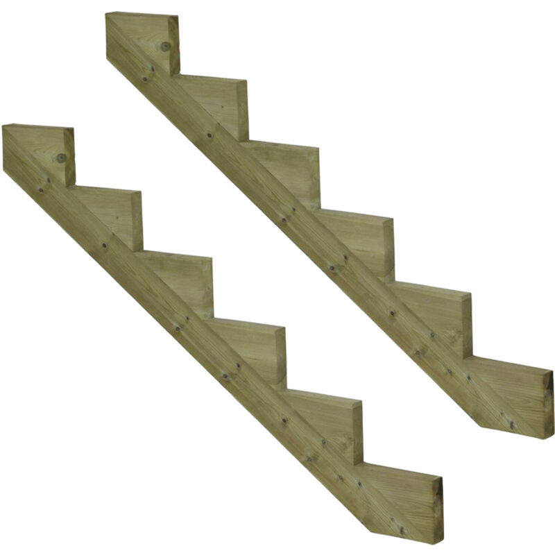 Vinuovo 2er Set Treppenwange 6 Stufen Aus Kdi Holz Für Gartentreppen-höhe 102cm