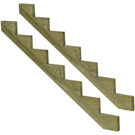 2er Set Treppenwange 7 Stufen aus KDI Holz für Gartentreppen-Höhe 119cm