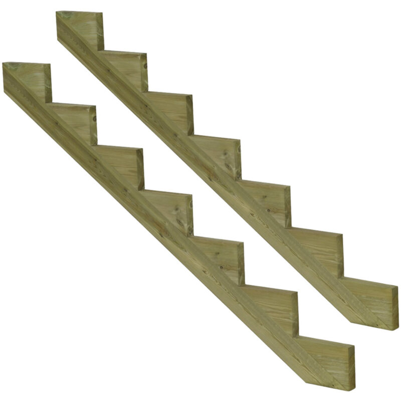 Vinuovo - 2er Set Treppenwange 7 Stufen Aus Kdi Holz Für Gartentreppen-höhe 119cm