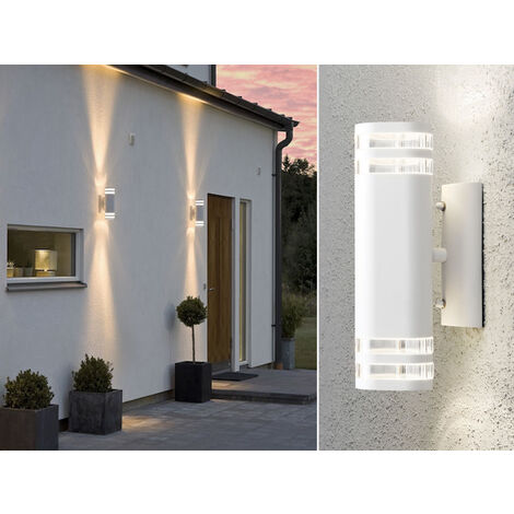 2er-Set Up-Down Wandleuchte MODENA Aluminium weiß, GU10, Höhe 28,5 cm, IP44