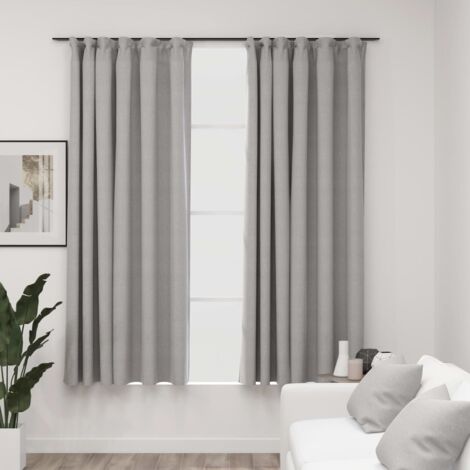 2er-Set Verdunkelungsvorhänge，Verdunkelung Gardinen，Thermovorhänge Haken Leinenoptik Grau 140x175 cm CCA476480