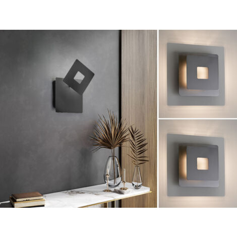2er SET verstellbare LED Wandlampen Schwarz eckig, Höhe 18cm
