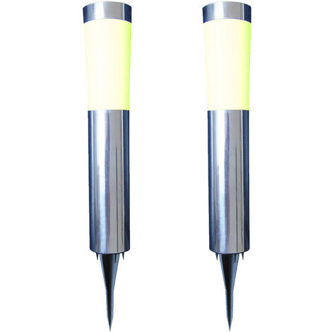 2er SET vielseitig verwendbare LED Solarleuchten mit Erdspieß, Edelstahl