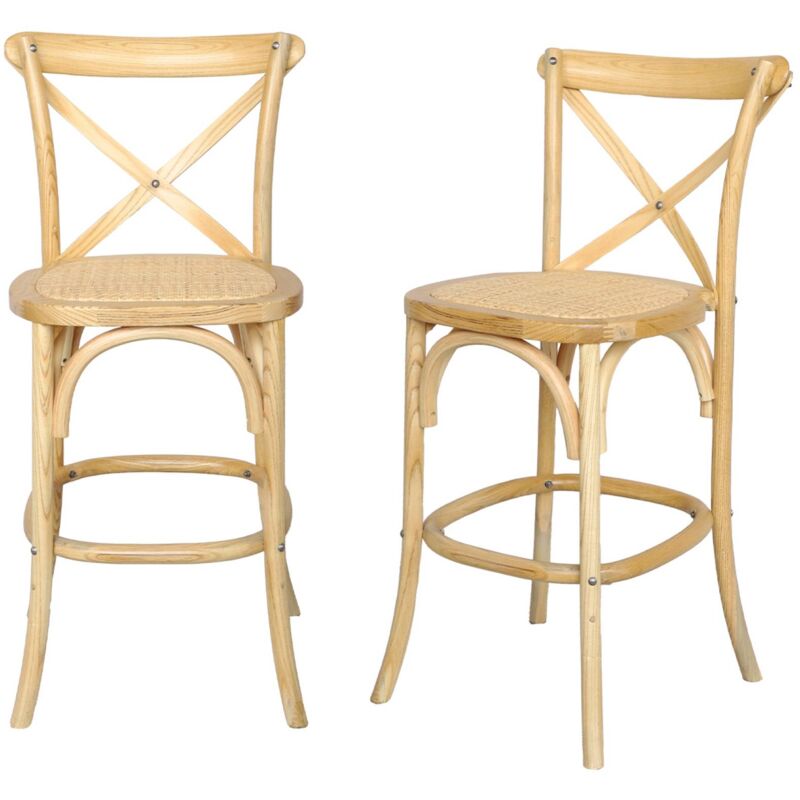 Sweeek - 2er-set Vintage Bistro-barhocker Aus Holz