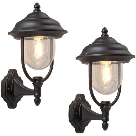 2er SET Wandlaterne ALU Schwarz für Hauswand E27, IP43