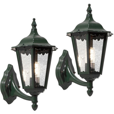 2er-Set Wandleuchte FIRENZE, vierstrebig, E27, Aluminium grün