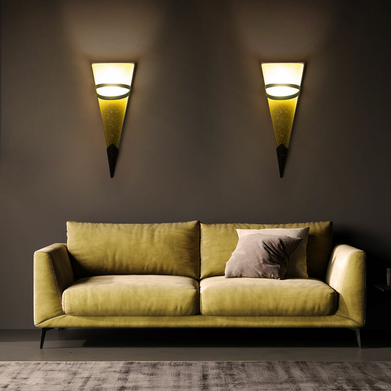 2er Set Wand Lampe Antik Glas gelb satiniert Rost Farben Esszimmer Strahler Fackel Leuchte Flur Treppenhaus Beleuchtung