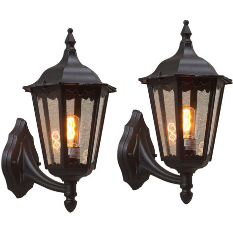 2er-Set Wandleuchten FIRENZE, sechsstrebig, E27, Aluminium schwarz